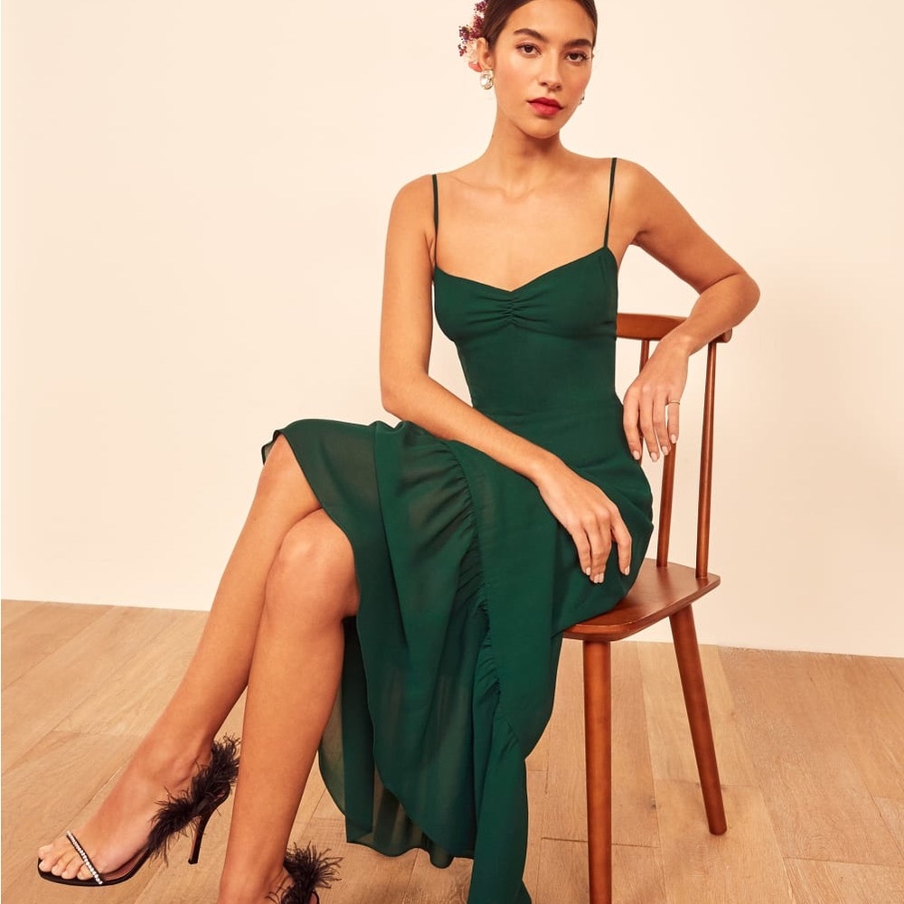 NWT Reformation Emersyn Ruffle Hem Maxi Dress